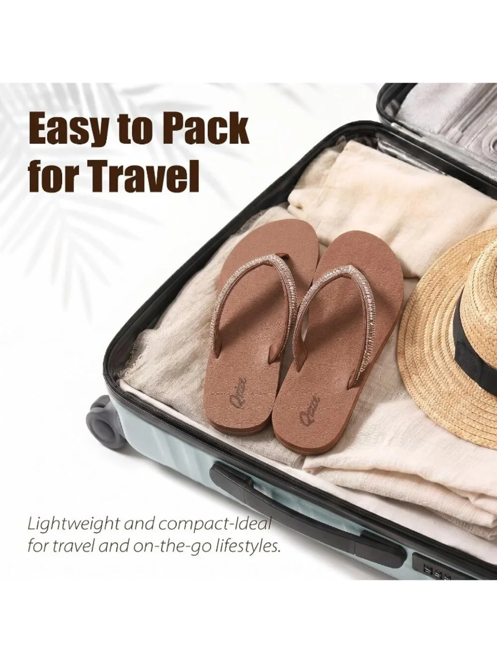 Women's Black Brown Summer Comfortable Flip Flops with Rhinestone Thong Sandals